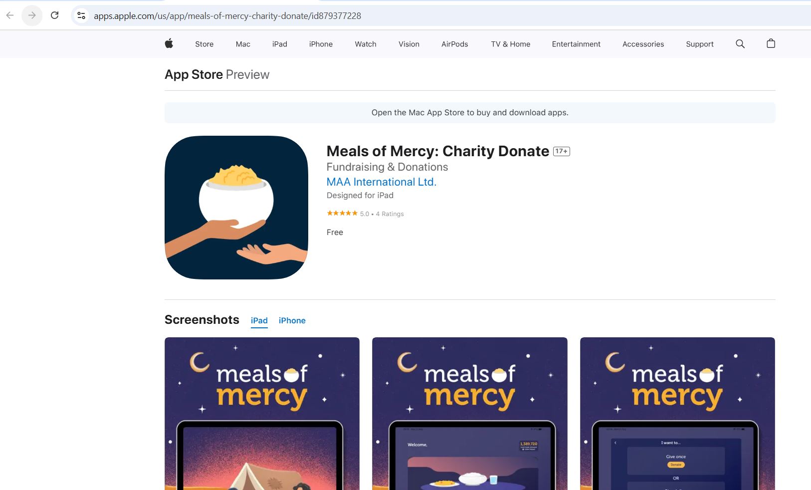 Meals of Mercy Mobile Application