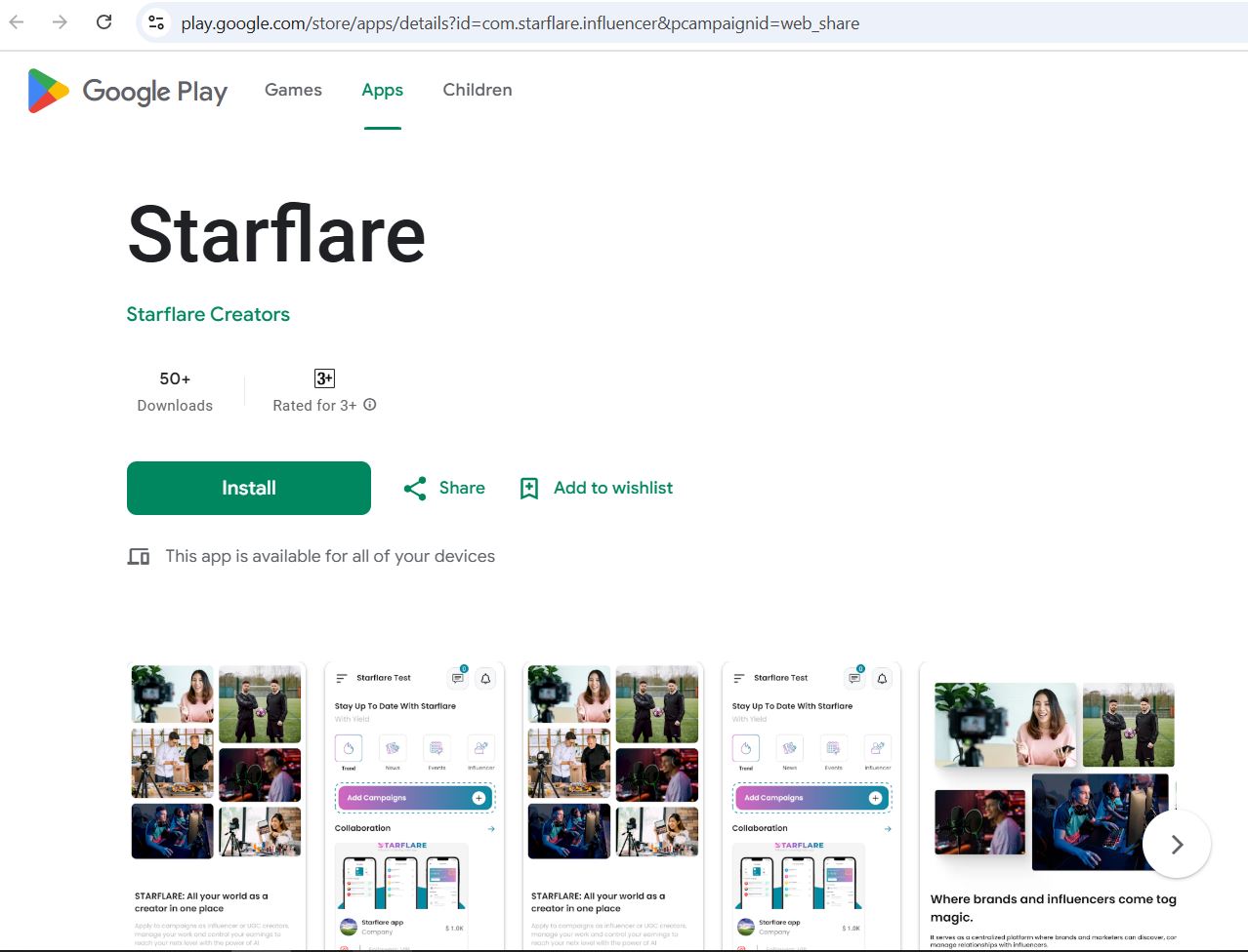 Starflare Influencer Mobile Application